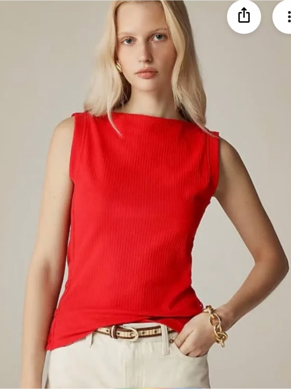 NWOT J. Crew premium Bright Red Ribbed Sleeveless Tank small